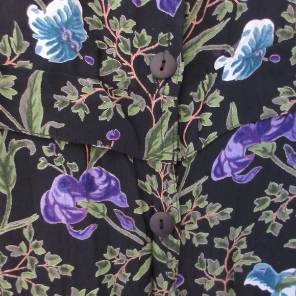 Vintage April Cornell Dress Large Black Purple Floral Cottage Grunge Prairie Y2K - Picture 9 of 11